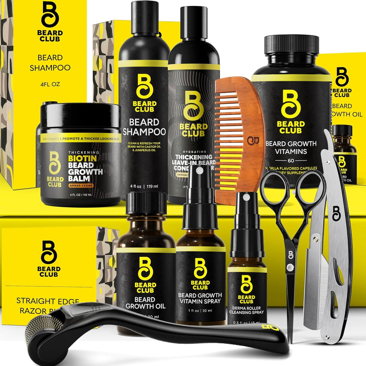 Kit de Croissance de Barbe The Beard Club avec tous les accessoires