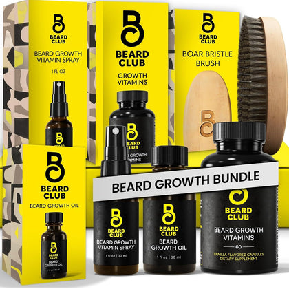 Kit de Croissance de Barbe The Beard Club - huile de croissance et brosse en poils de sanglier