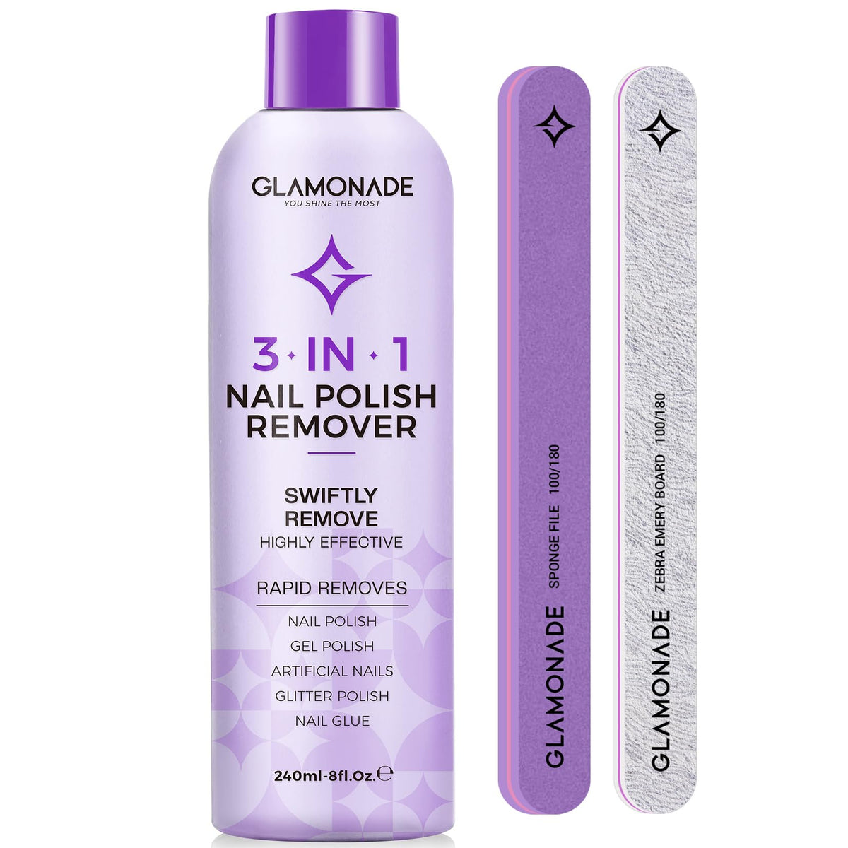 Kit de dissolvant à vernis à ongles Glamonade avec accessoires