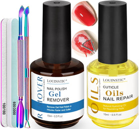 Kit de dissolvant de vernis gel LOUINSTIC avec huile à cuticules et outils