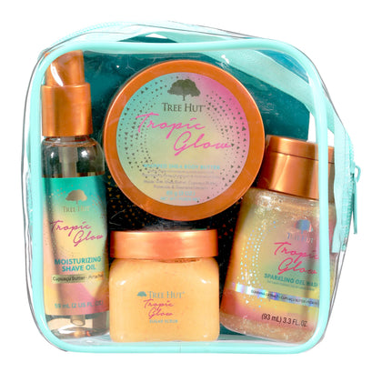 Kit de douche Tree Hut Tropic Glow vue de face avec tous les produits