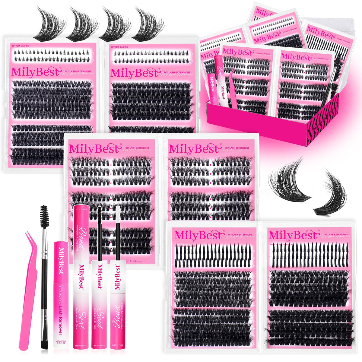 Kit de faux cils MilyBest 1238pcs avec accessoires inclus