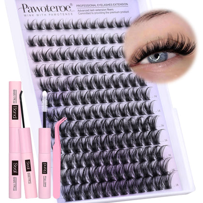 Kit de Faux Cils Pawotence contenant 144 cils en grappes