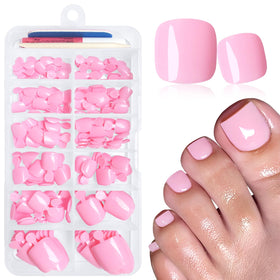 Kit de faux ongles de pieds LuckForever 168pcs en rose