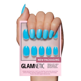 Kit de faux ongles Glamnetic courts ronds en bleu océan