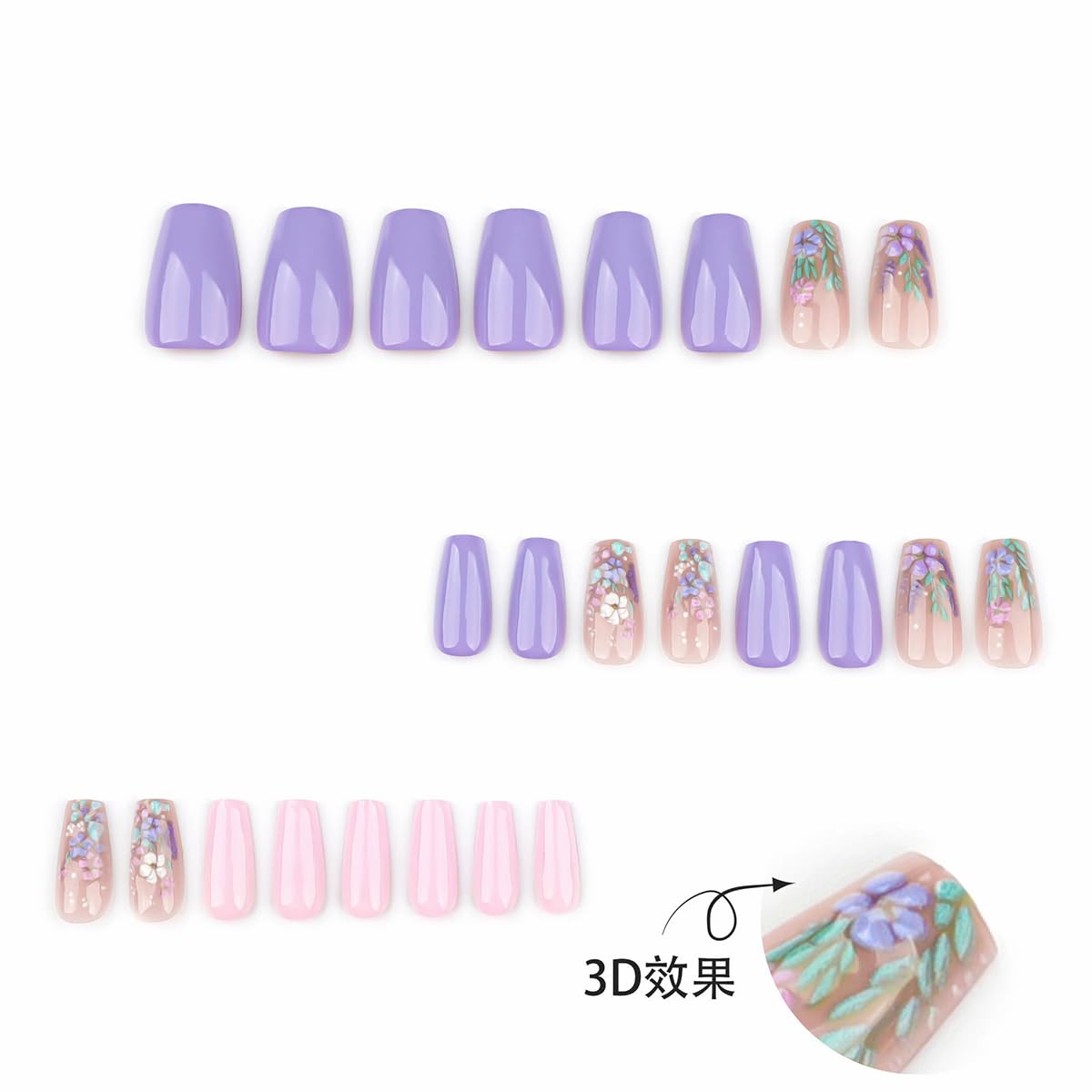 Kit de faux ongles juggssa avec lime et autocollants
