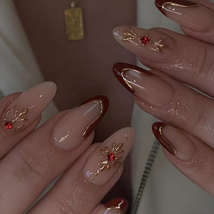 Kit de faux ongles pressés LPOODDNU avec design élégant en forme d'amande