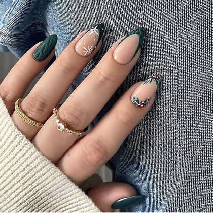 Kit de faux ongles pressés LPOODDNU avec designs flocon, vue de face