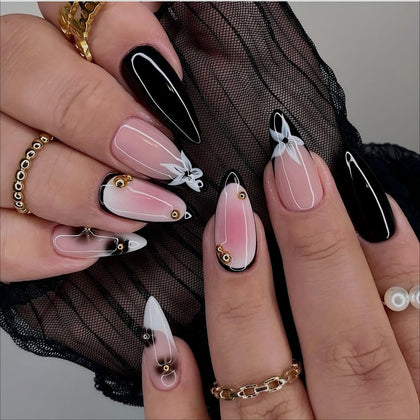 Kit de faux ongles pressés LPOODDNU avec designs floraux