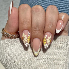 Kit de faux ongles pressés XZMeiLun avec motifs floraux, vue de face