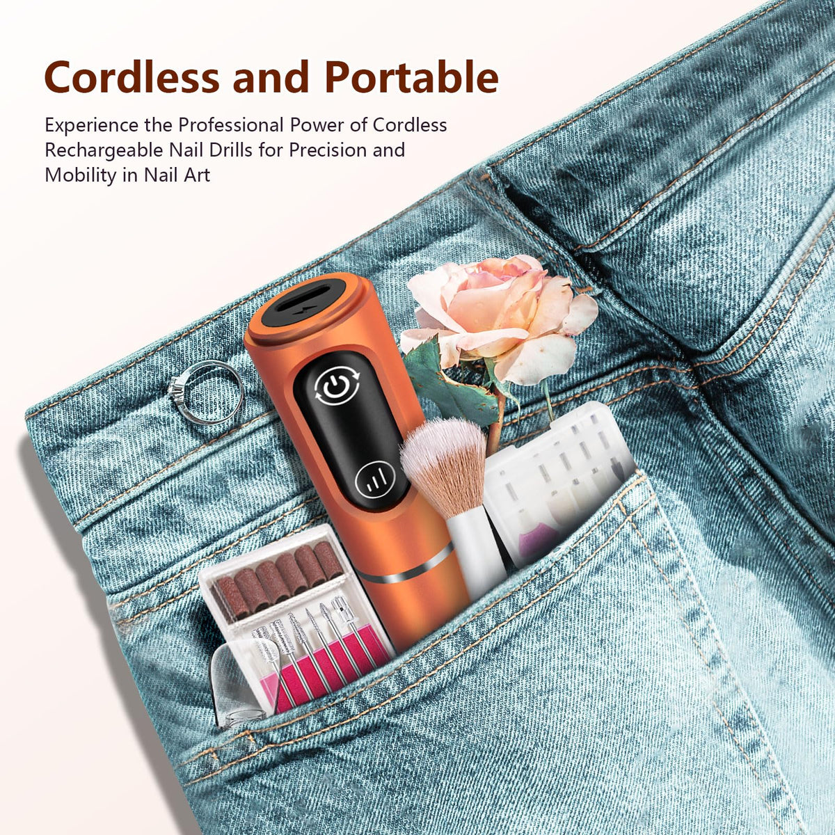 Kit de fraise à ongles TUOBEO en position portable dans un sac
