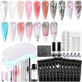 Kit de gel poly Fcozpjk avec 12 couleurs et accessoires complets