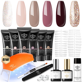 Kit de gel poly modelones avec 6 couleurs et lampe 8W