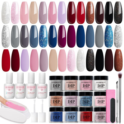 Kit de manucure dip AZUREBEAUTY avec 20 couleurs de poudre
