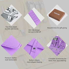 Kit de manucure Leipple ouvert montrant tous les outils