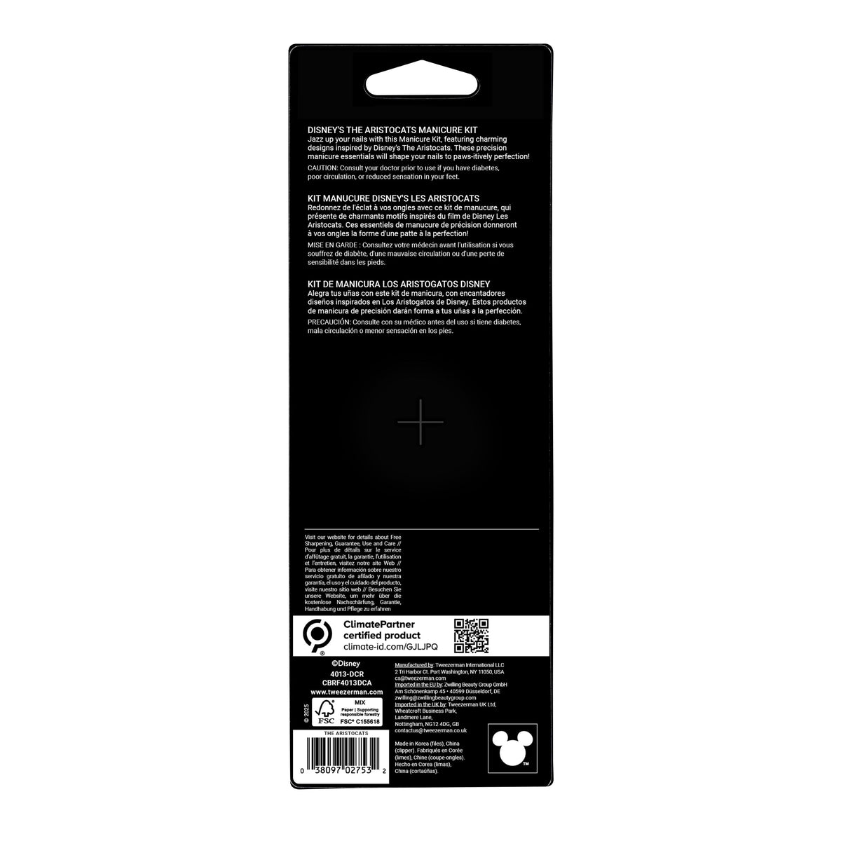 Kit de manucure Tweezerman ouvert montrant les outils