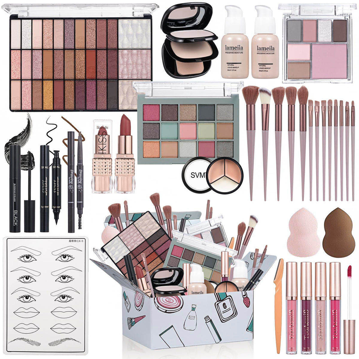 Kit de maquillage complet TooAemiS avec palette de fards à paupières