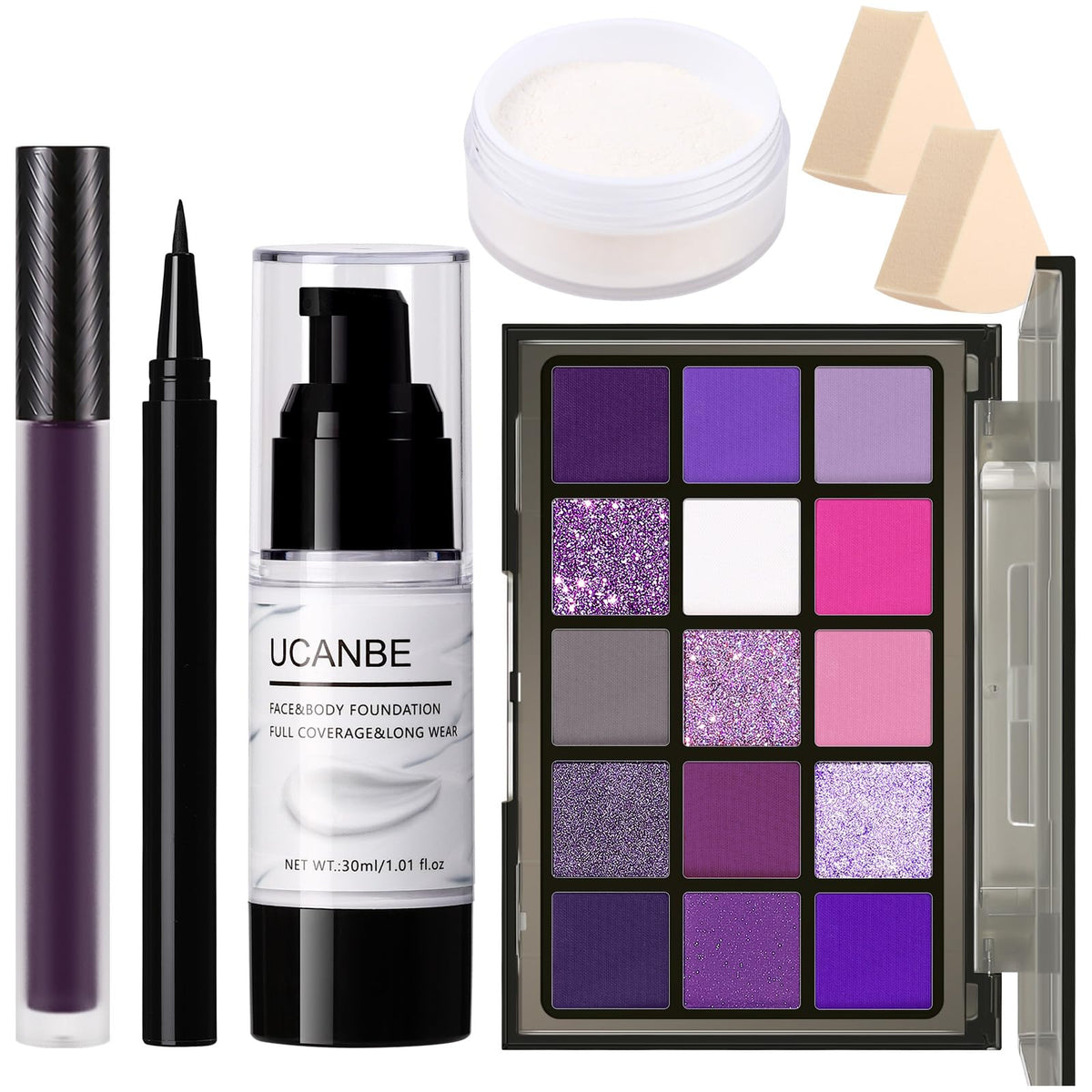 Kit de maquillage Halloween UCANBE avec palette de fards violets