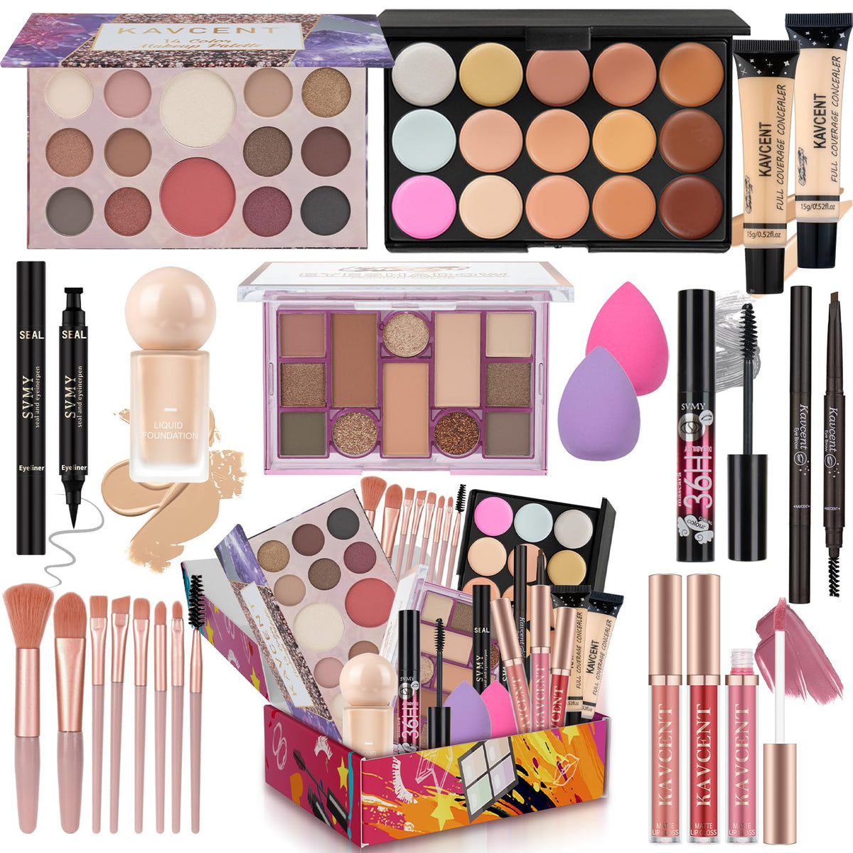 Kit de maquillage KAVCENT avec palette et accessoires