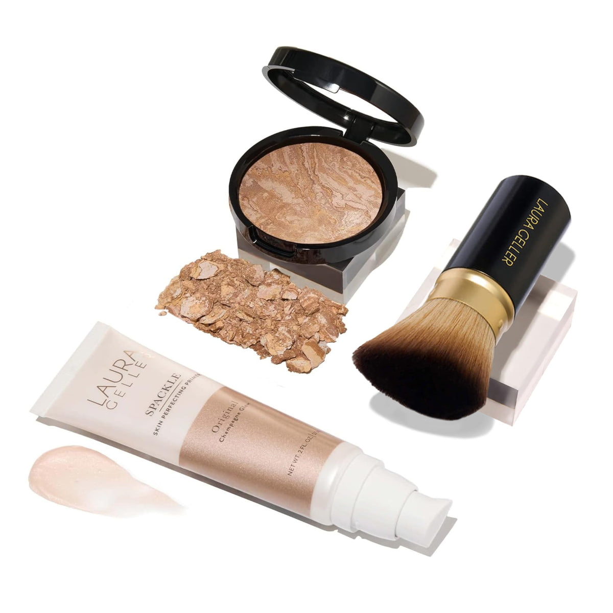 Kit de Maquillage Quotidien LAURA GELLER avec primer, fond de teint et pinceau kabuki