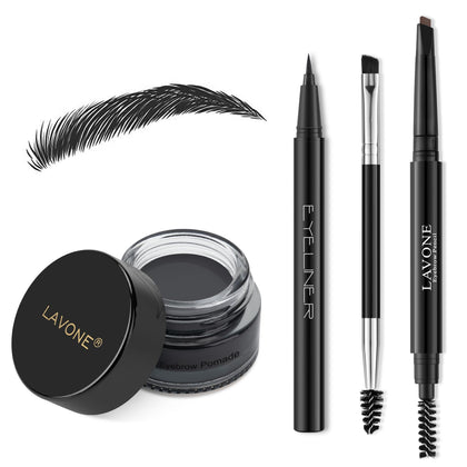 Kit de maquillage sourcils LAVONE avec pinceau et eyeliner noir