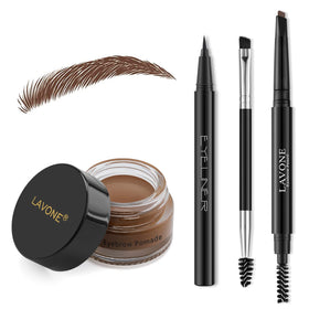 Kit de maquillage sourcils LAVONE avec pomade brune et eyeliner noir