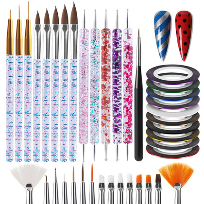 Kit de nail art Artdone avec 10 rouleaux de ruban adhésif colorés et 28 outils