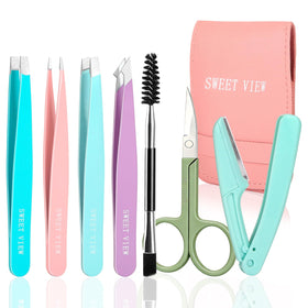 Kit de pinces à épiler SWEET VIEW avec 7 pièces dans une poche en cuir
