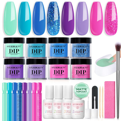 Kit de Poudre à Ongles AZUREBEAUTY avec 8 couleurs vibrantes