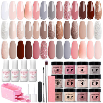 Kit de Poudre à Tremper AZUREBEAUTY avec 20 couleurs en présentation
