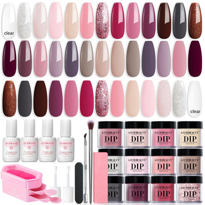 Kit de poudres à ongles AZUREBEAUTY avec 20 couleurs devant