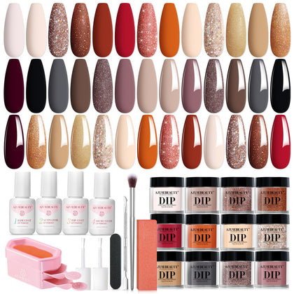 Kit de poudres à tremper AZUREBEAUTY avec 20 couleurs et accessoires