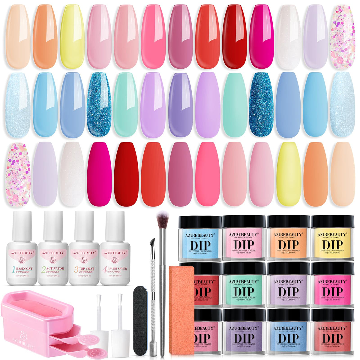 Kit de poudres à tremper AZUREBEAUTY avec 20 couleurs pastel