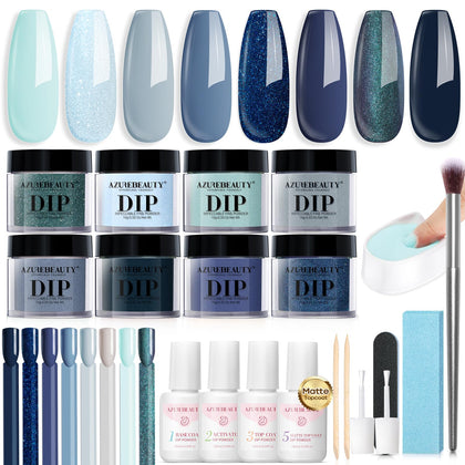 Kit de poudres à tremper AZUREBEAUTY avec 8 couleurs et accessoires