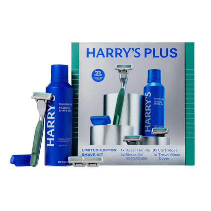 Kit de Rasage Harry's Plus avec manche en métal vert mousse