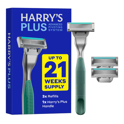 Kit de rasage Harry's Plus avec manette en métal et cartouches
