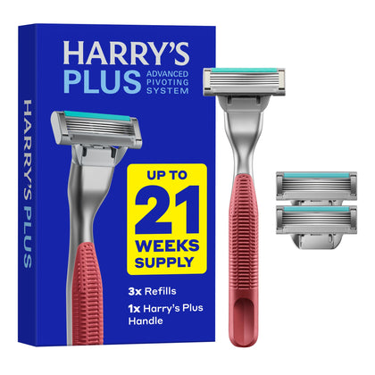 Kit de rasage Harry's Plus avec poignée en métal et trois lames