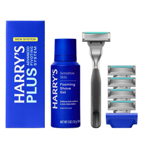 Kit de rasage Harry's Plus avec poignée en métal Onyx et gel à raser