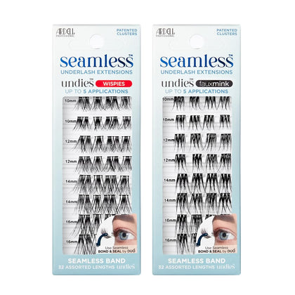Kit de recharge Ardell Extensions de Cils Wispies et Faux Mink, vue avant avec différents clusters