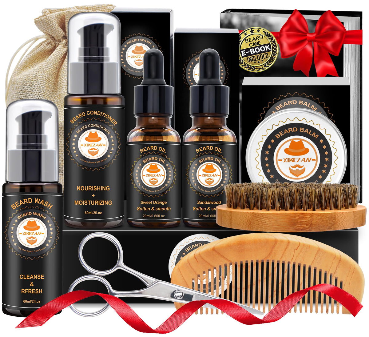 Kit de soin de barbe XIKEZAN avec tous les accessoires dans une boîte de luxe