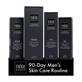 Kit de soin de la peau pour hommes Tiege Hanley vue de face avec tous les produits