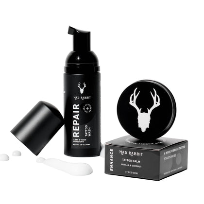 Kit de soins après-tatouage Mad Rabbit avec baume et mousse nettoyante