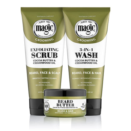 Kit de soins de barbe SoftSheen avec beurre de barbe et nettoyant 3-en-1