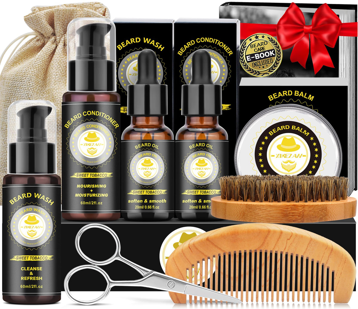 Kit de soins pour barbe XIKEZAN vue de face avec tous les accessoires
