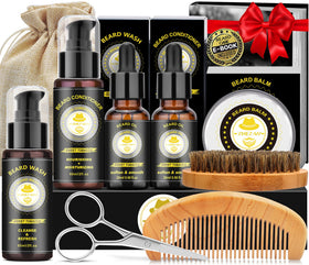 Kit de soins pour barbe XIKEZAN vue de face avec tous les accessoires