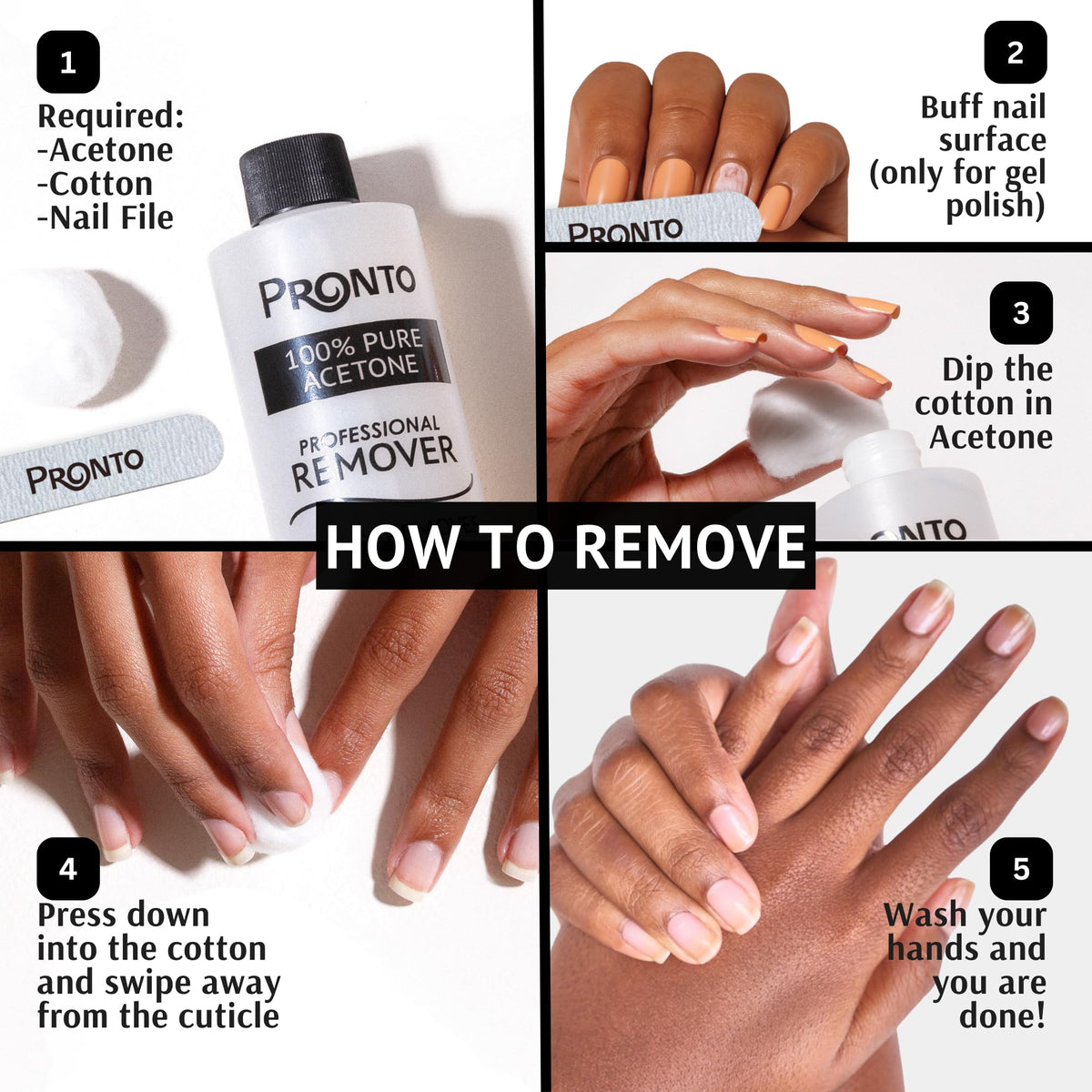 Kit de soins pour ongles Pronto sur une table de manicure