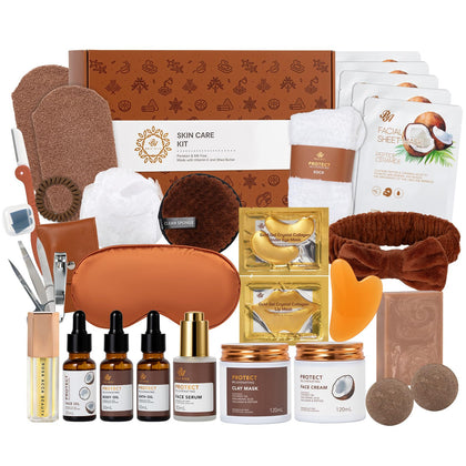 Kit de soins visage en coco 32 pièces RA ROSA ACCA, vue de face