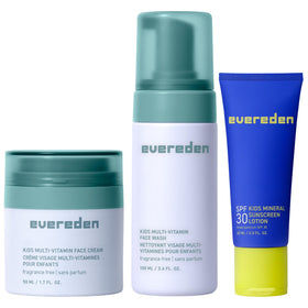 Kit de soins visage Evereden pour enfants avec nettoyant, crème et écran solaire