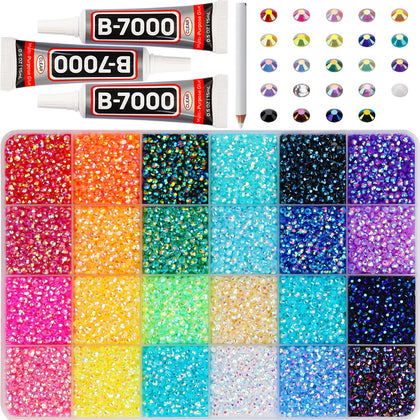 Kit de strass colorés Worthofbest 32000 Pcs 3mm vue de face