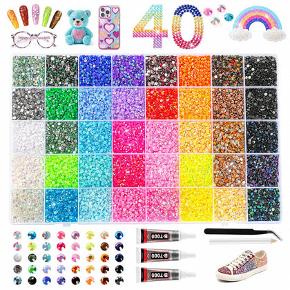 Kit de strass en résine Kdpuei avec 40 couleurs et outils